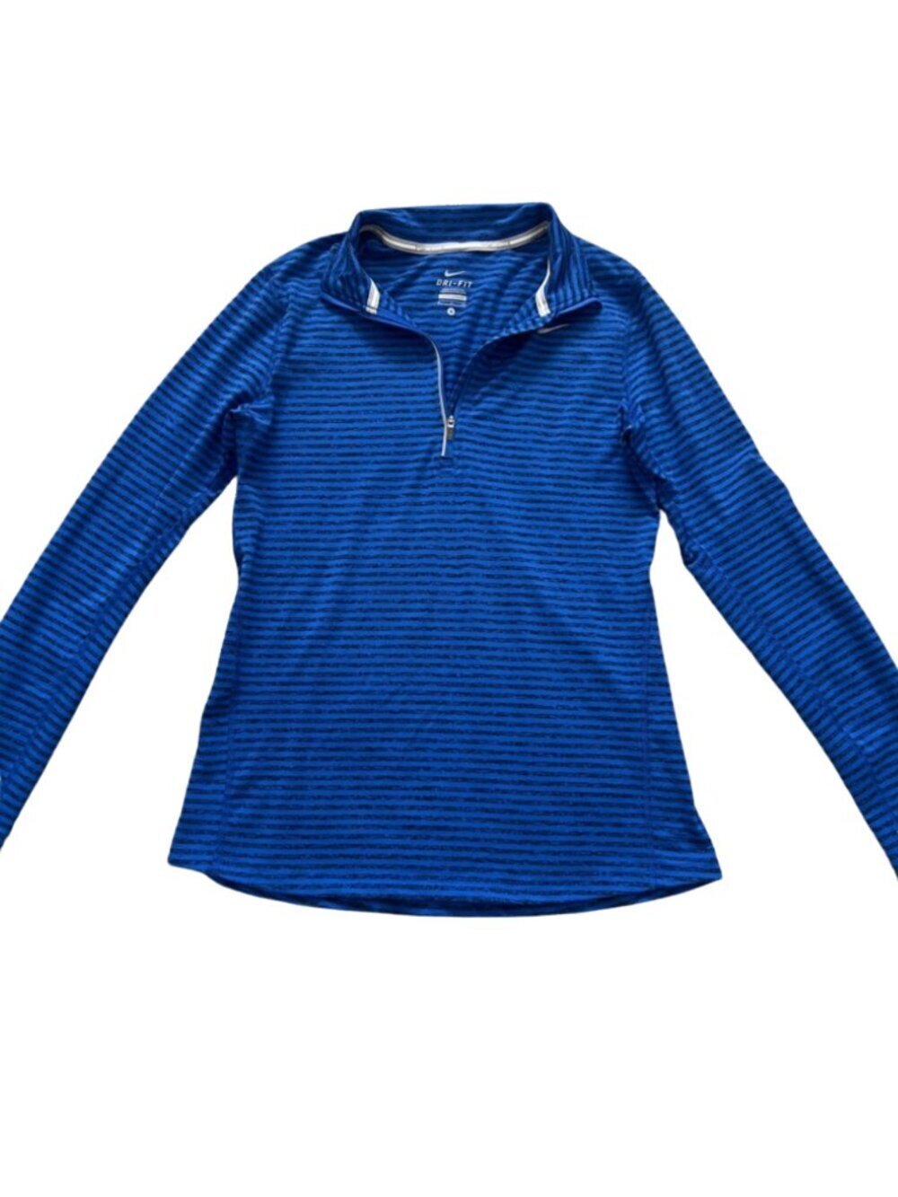 Nike DRI-FIT Women’s Blue & Black Stripe Element Running 1/2 Zip Pullover Size S